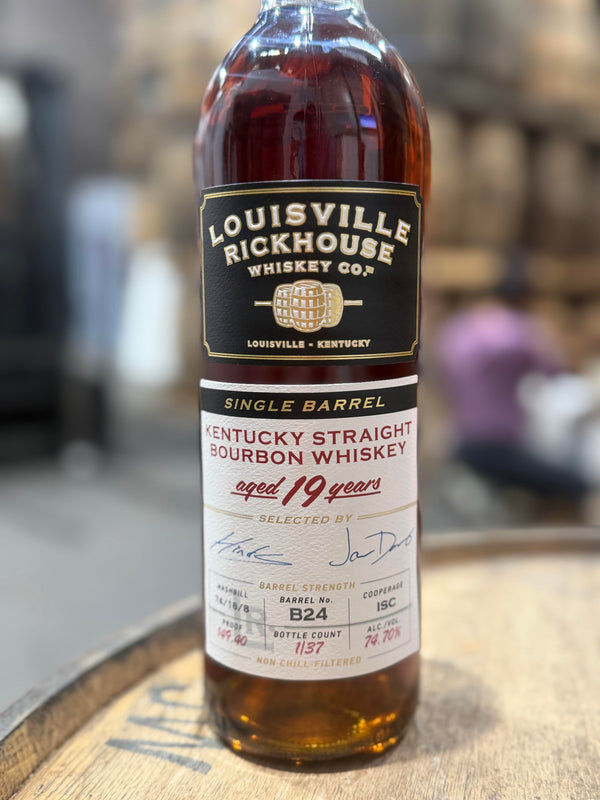 Louisville Rickhouse Whiskey Co 19yr Single Barrel Kentucky Bourbon - #B24 - 149.40 Proof - 37 Bottle Short Barrel