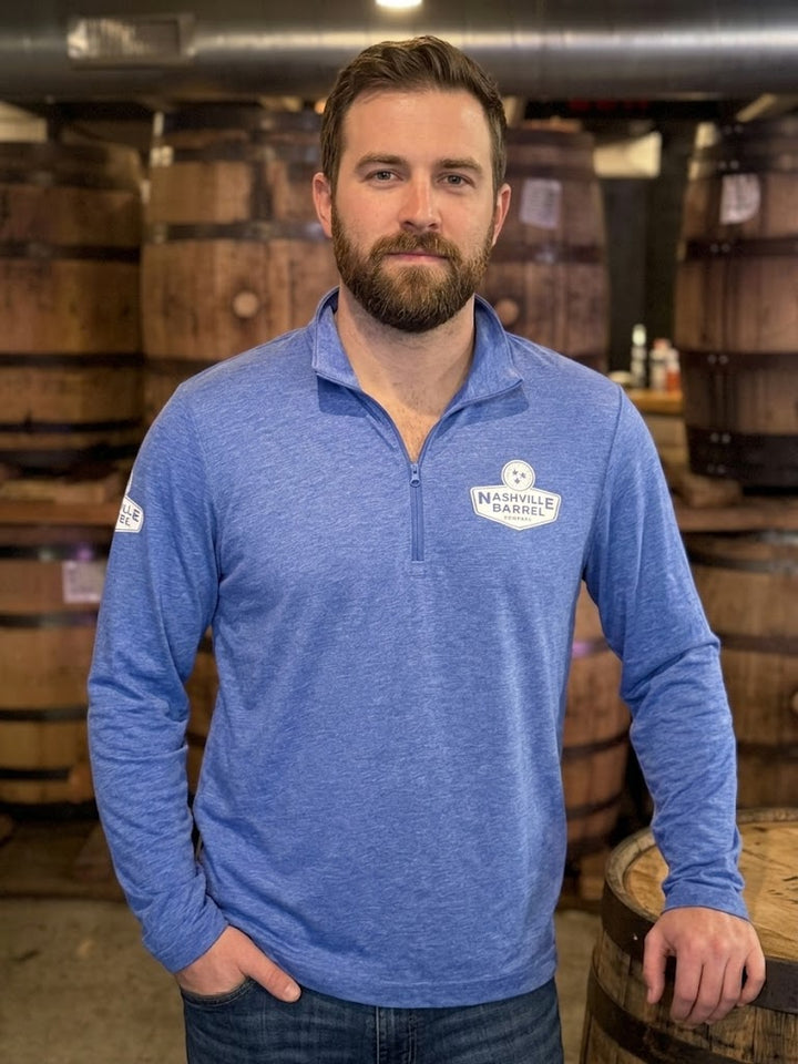 Nashville Barrel Co Quarter Zip Logo - Blue