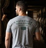 Louisville Rickhouse Whiskey Go - Gray T-Shirt - LR on Front - Logo on Back