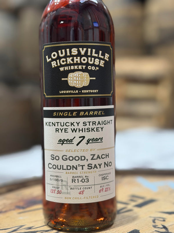 Louisville Rickhouse Whiskey Co 7yr Single Barrel Rye - R1-03 - 138.50 Proof - Bourbon Kingdom