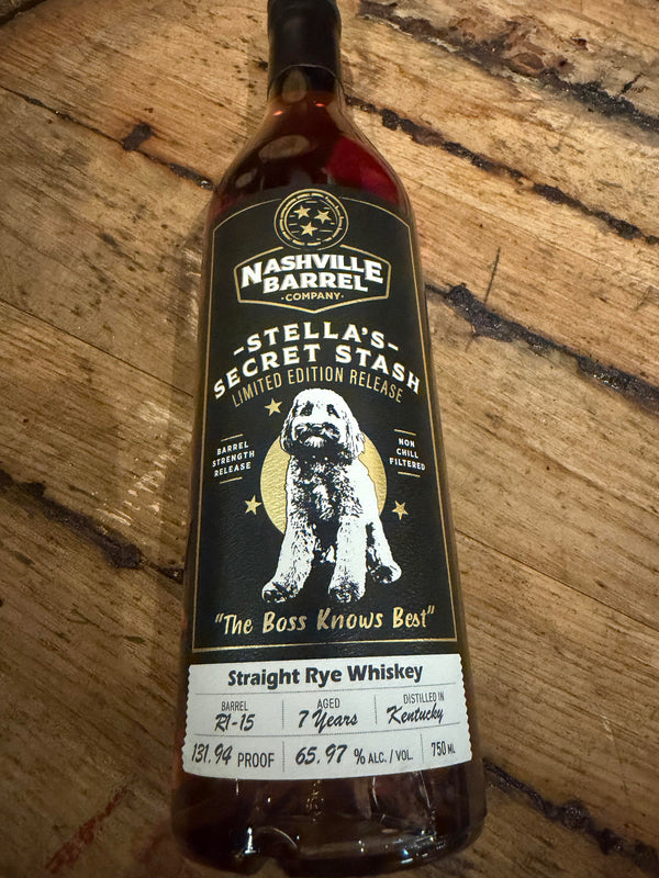 Nashville Barrel Co Stella's Secret Stash  - 7yr Single Barrel Kentucky Straight Rye Whiskey - R1-15 - 131.94 Proof