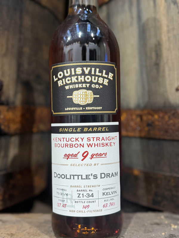 Louisville Rickhouse Whiskey Co 9yr Single Barrel Kentucky Straight Bourbon - Z1-34 - "DooLittle's Dram" 127.48 Proof